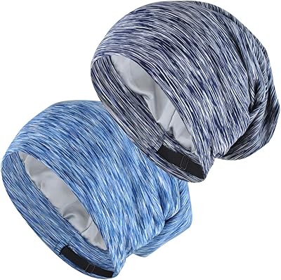 Bonnet de nuit doublé en satin pour femme, lot de 2 bonnets réglables
