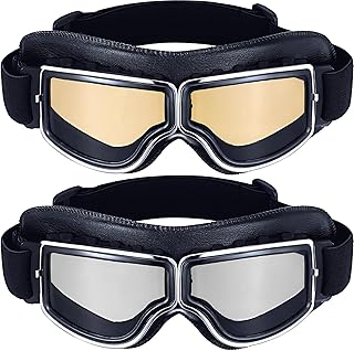 Lunettes de moto style aviateur vintage lunettes pour scooter cruiser anti-rayures