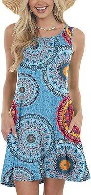 Robe t-shirt plissée unie sans manches avec poches pour femme pour la plage