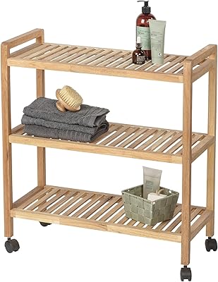 Chariot en bois de noyer winko, chariot de rangement pour la maison
