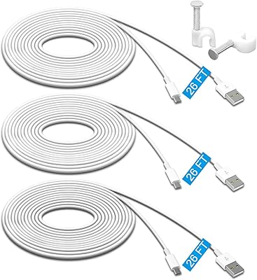 Câble d'extension d'alimentation 3 pièces de 26 pieds pour wisepun wisecam