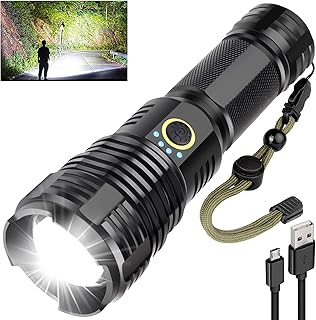 Lampe de poche rechargeable haute luminosité, 100 000 lumens, lampe de poche tactique