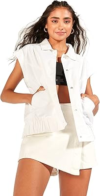 Veste en jean sans manches lee cooper pour femme avec poches et fermeture