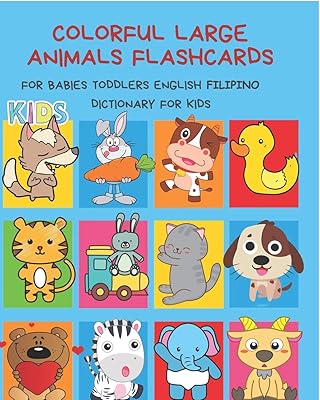 Cartes à rabat colorées avec gros animaux pour les tout-petits dictionnaire anglais philippin