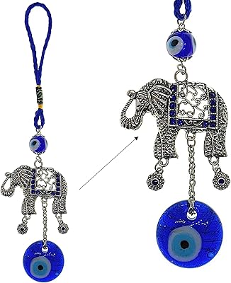 Lackboostium ornement à suspendre en forme d'éléphant porte-bonheur avec cristal et mauvais œil