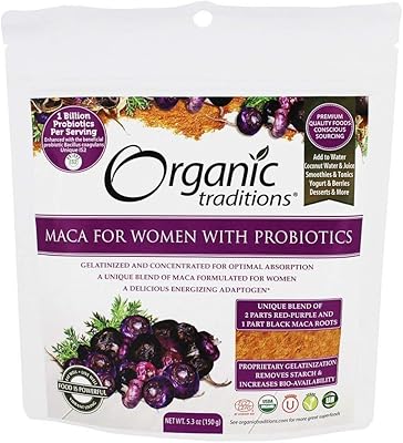 Poudre probiotique de maca organic traditions pour femmes, 150 g