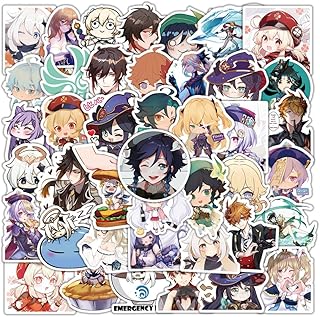 Goodrun 50pcs genshin impact anime autocollants mignon dessin animé autocollants vinyle imperméable diy