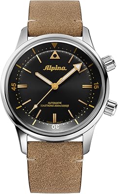 Montre de sport automatique alpina pour homme avec bracelet en cuir - marron