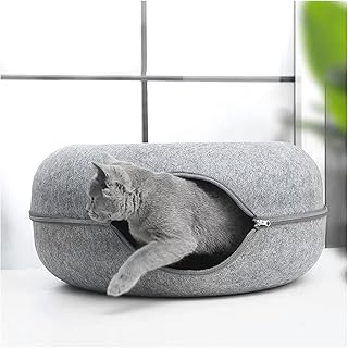 Lit tunnel pour chat nid pour chat en feutre amovible rond pour animaux