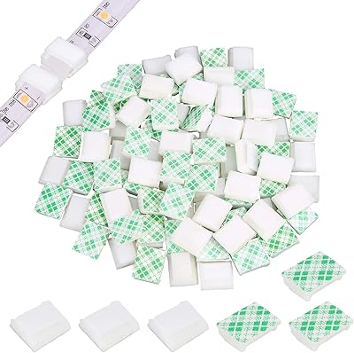 Delfino 100 pièces clips de bande lumineuse led auto-adhésifs blancs fixation de câble