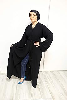 Abaya noire élégante avec sheila (écharpe), une combinaison de tissu crêpe et nida