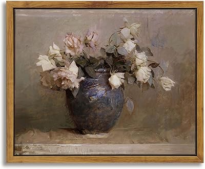 In sim see roses in vase impression sur toile encadrée peintures