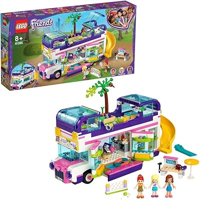 Lego friends friendship bus avec piscine et toboggan, ensemble de jeu de vacances