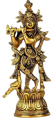 Statue du seigneur krishna en laiton pour puja, décoration intérieure, temple (krishna-05)