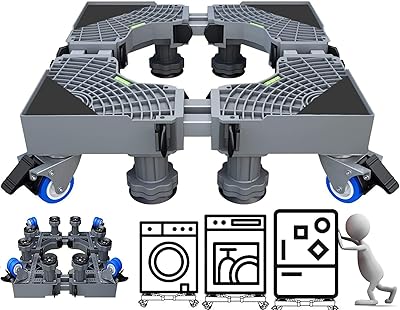 Base mobile universelle avec 4 roues verrouillables et 8 pieds robustes pour laveuse