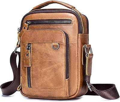 Petit sac à bandoulière en cuir véritable pour hommes et femmes petit bandoulière