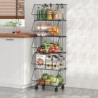 Étagère de rangement de cuisine à 5 niveaux, panier de rangement multi-usage