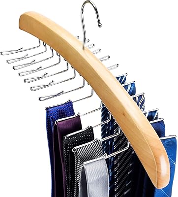 Maison bricolage porte-cravate en bois rotatif 24 attaches organisateur support de crochet