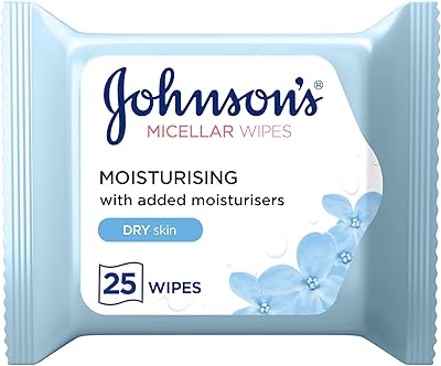 Lingettes hydratantes nettoyantes pour le visage johnson's, paquet de 25 lingettes