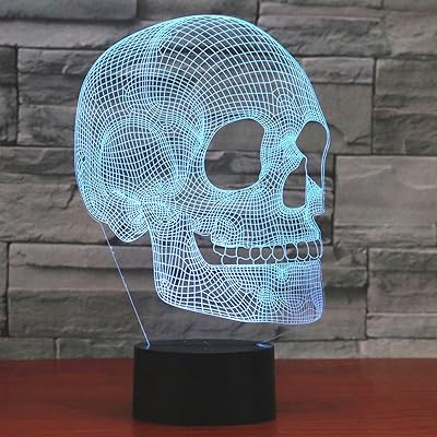 Veilleuse 3d au design effrayant en forme de crâne agoym, port usb tactile