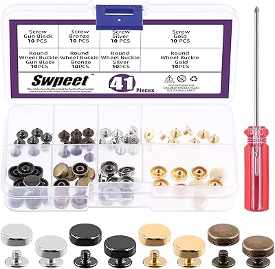 Supit 41 pièces ensemble de rivets arrière 4 couleurs 40 ronds en métal