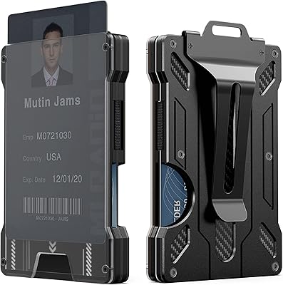 Pince à billets fine en aluminium avec portefeuille en métal rfid transparent porte-carte