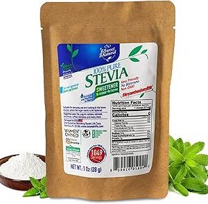 Poudre d'extrait de stévia 100 % pure 1 oz, sans édulcorants artificiels, 1049 portions, extrait de feuille de stévia verte | zéro calories et compatible céto. Commandez en toute confiance sur Diaytar, votre marketplace de confiance