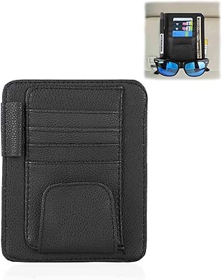 Winka rangement de visière accessoires de voiture housse de protection pour pare-soleil portefeuille en cuir pu avec organisateur de cartes à lunettes et clips de support noir. Diaytar : La révolution discount est en marche