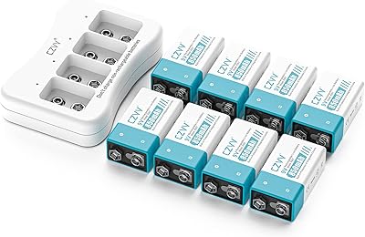 Batteries rechargeables 9 v paquet de 8 batteries lithium-ion haute performance avec chargeur