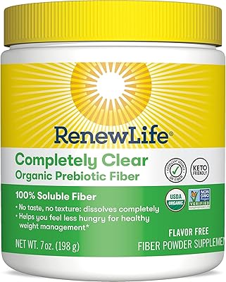 Supplément de fibres prébiotiques biologiques all-clear de renew life pour adultes, poudre