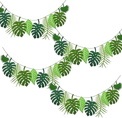 Décoration de fête tropicale hawaïenne aloha bannière d'ananas-feuilles tropicales guirlande palmiers tropicaux