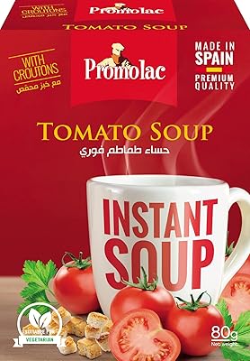 Tasse de soupe instantanée aux tomates promelac, 20 g, paquet de 4