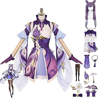 Premium keqing cosplay femmes costume tenue personnages de jeu genshin impact uniforme robe