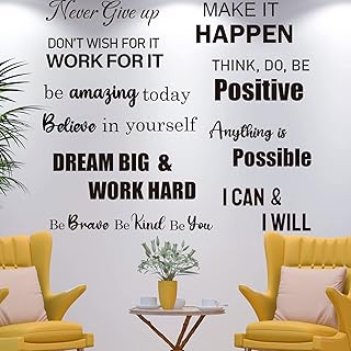 10 pièces d'autocollants muraux inspirants, grands autocollants muraux de motivation positive pour la décoration