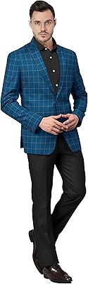 Veste à carreaux à manches longues et 2 boutons pour homme, adaptée à