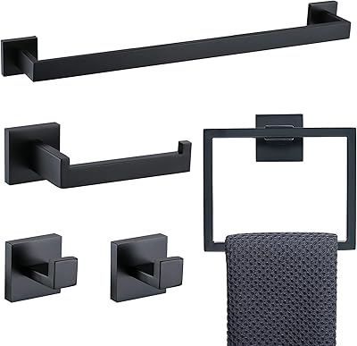 Ensemble d'accessoires de salle de bain tenox 5 barres porte-serviettes murales noires