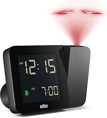 Réveil numérique braun avec 4 options de rétroéclairage, écran lcd passif, réglage rapide