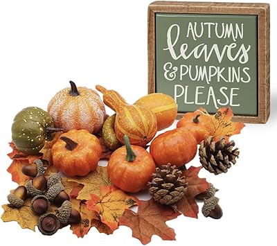Décorations de citrouilles d'automne primitives par petite + mighty | panneau de boîte