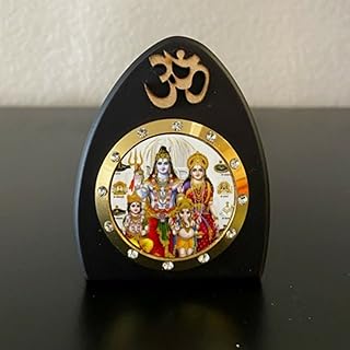Statue d'idole sri shiv parivar, cadre en bois pour tableau de bord