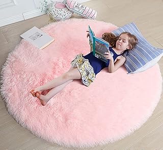 Tapis rond jafest, tapis rond moelleux pour chambre d'enfant, tapis en fourrure