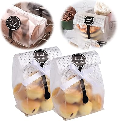 Lot de 100 sachets d'emballage pour pâtisserie collations en cellophane emballage