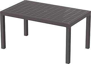 Table de salle à manger d'extérieur 6 places en résine cosmoplast cedargreen, marron