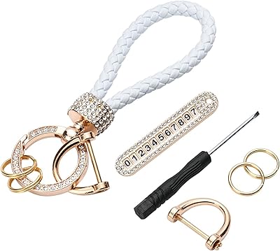 Porte-clés anti-perte, porte-clés de voiture avec plaque d'immatriculation de téléphone, cuir tressé, accessoires