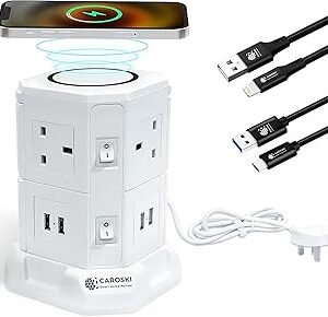 Rallonge tour karoski, 6 prises de courant 13a avec 4 stations de charge usb, câble d'extension multiprise ignifuge pour fournitures de bureau (blanc). Catalogue géant, prix mini chez Diaytar Sénégal
