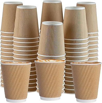 Ensemble de tasses à café jetables marron de 12 oz gobelets en papier