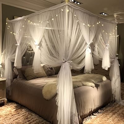 Rideau de lit à baldaquin joyrip 4 coins pour filles et adultes