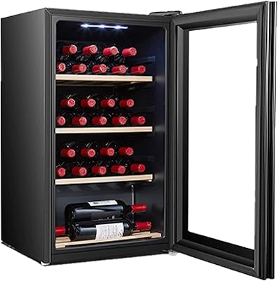 Réfrigérateur refroidisseur de boissons hoover de 34 bouteilles avec écran tactile led, étagères en bois, double porte pour protection uv, fonction de zone de température unique, conception autoportante avec éclairage led interne, hwc-h34-b. Diaytar Sénégal : Qualité garantie, prix imbattables, livraison rapide