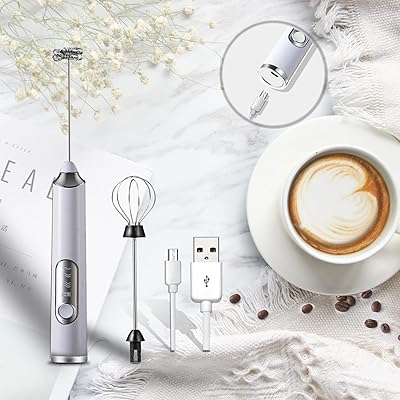Mélangeur de boissons à mousseur à lait électrique rechargeable belaire avec fouet