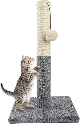 Griffoir de luxe en sisal pour chat avec boule suspendue de 20 pouces