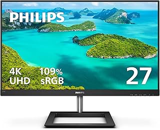 Moniteur sans cadre philips 278e1a, 27 pouces, 4k uhd ips, 109% srgb, haut-parleurs